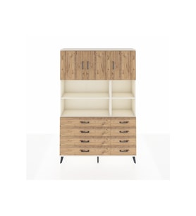 Arges Gardrop 8 Raflı 8 Çekmeceli 3 Kapaklı 132x30x195 Aytaşı-Çam