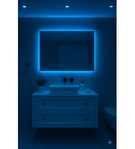 Digital Hayat  Dikdörtgen Ayna  Beyaz Günışığı Amber Mavi Kırmızı RGB  Işıklı Banyo Makyaj Aynası Dekoratif