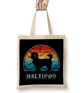 Maltipoo Vintage Design Dog Maltipoo Mom Bez Çanta Uzun Saplı
