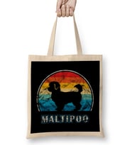 Maltipoo Vintage Design Dog Maltipoo Mom Bez Çanta Uzun Saplı