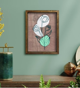 BK Home Minimal Çiçekler Tasarımlı Doğal Masif Ahşap Çerçeveli Tablo-2