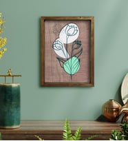 BK Home Minimal Çiçekler Tasarımlı Doğal Masif Ahşap Çerçeveli Tablo-2