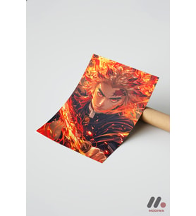 Demon Slayer Rengoku Poster, Çerçevesiz Yüksek Kalite Duvar Afişi - Anime Severlere