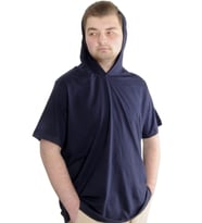 Mode XL Büyük Beden Erkek T-shirt Kapşonlu Kısa Kol 23118 Lacivert