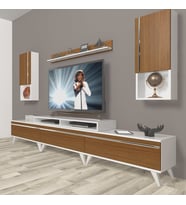Decoraktiv Ekoflex 270TA Mdf Retro Tv Ünitesi Tv Sehpası - Beyaz Ceviz (Beyaz - Ceviz)
