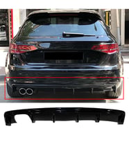 Audi A3 8V HB Sportback Rieger Difüzör Parlak Siyah Plastik 2012-2016 Arka-difizör-bodykit-ek-karlık