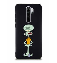 Xiaomi Redmi Note 8 Pro Soft Premier Kapak Squidward Dokunaç Tasarımlı Silikon Kılıf - Siyah (Şeffaf)