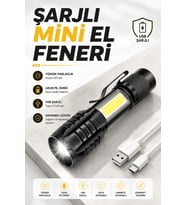 El Feneri Led USB Şarjlı Zoom Mini Led Işık Acil Durum Feneri