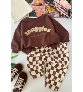 Snuggles Panç Detaylı Erkek Bebek 2 li Takım - Kahve