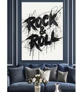Rock N Roll Yazısı Dekoratif Kanvas - Mdf Ahşap Tablo