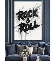 Rock N Roll Yazısı Dekoratif Kanvas - Mdf Ahşap Tablo