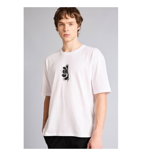 Defacto Boxy Fit Baskılı Beyaz Erkek T-Shirt G3220AX/WT34