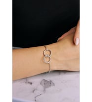 925 Ayar Gümüş Kesişen Çift Halkalı Bileklik- B079201