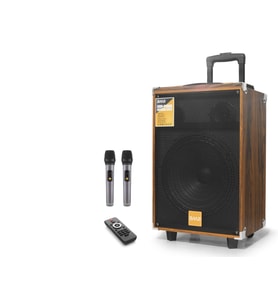 Bluetooth Hoparlör Fm Radyo 12 Inç Usb Tf Aux Çift Mikrofonlu Kumandalı - Ahşap BQ12