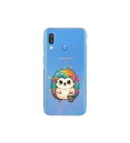 Samsung Galaxy A40 ile Uyumlu Splash Kirpi Tasarımlı Şeffaf Silikon Kılıf