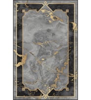 Eliana Home Baskılı, Yıkanabilir Kaymaz Taban Salon Halısı LNA0731 100x150 cm (Gri)