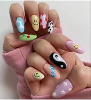Badem Model Pop Art - Nail Art Takma Tırnak Seti + Yapıştırıcı