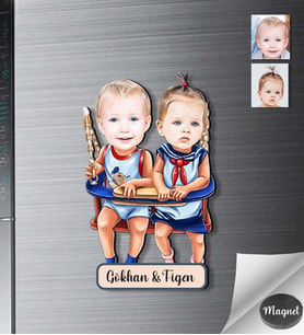 Kişiye Özel Çocuk Arkadaşlar Ahşap Magnet -2