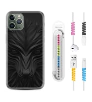 Apple iPhone 11 12 13 14 Pro Max Kılıf Kablo Koruma Spiral Silikon Black Fox 1325