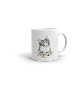 Çiçekli Kedi Baskılı Kupa