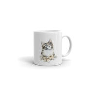 Çiçekli Kedi Baskılı Kupa