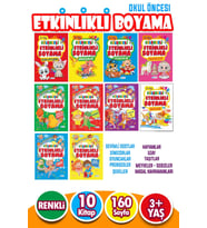 Eğlenceli Etkinlikli 10 Kitaplı Eğitici Boyama Seti 160 Sayfa (Çok Renkli)