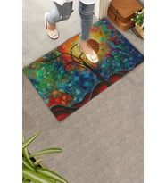 Valerine Life Masalsı Güneş Işıltılı Renklerin Dansı Welcome Hoş Geldiniz Kapı Önü Paspası 45x70cm (Kahverengi)