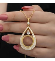 Gümüş Gold Kaplama Damla Çeyrek Takılabilen Kadın Kolye