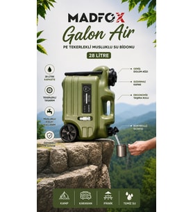 Madfox Galon Air PE Tekerlekli Musluklu Su Bidonu 28 Litre GREEN