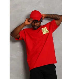 Erkek Baskılı T-Shirt Kısa Kol Bisiklet Yaka Regular Fit Tişört - Kırmızı