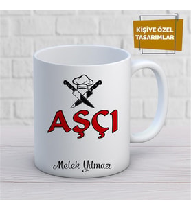 Kişiye Özel İsim Yazılabilir Aşçı Kupa Bardak