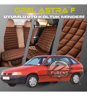 Opel Astra F Kahverengi Renk Tay Tüyü Cepli & Terletmez Sırtlı Oto Koltuk Minder Seti - Koltuk Koruma Kılıfı (ÖN & ARKA TAM SET)