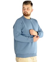 Mode XL Erkek Sweatshirt Bisiklet Yaka Basic 20131 Mavi