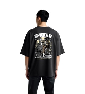 Erkek Oversize Tişört %100 Pamuk Scooter Biker Kafatası Baskılı Günlük Rahat Kesim Modern Şık Zarif
