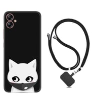 Samsung Galaxy A04E Kılıf Silikon Boyun Askılı İpli Desenli Silikon Pandemi Cat 1729