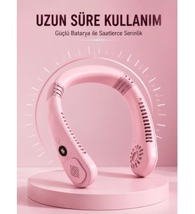 Pembe Boyun Fanı Sessiz Çalışan USB Şarjlı Taşınabilir Kişisel Serinletici
