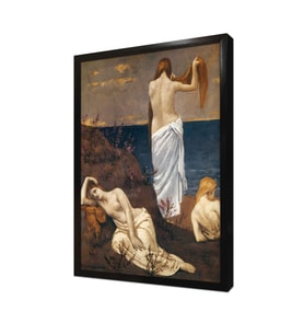 Young Women On The Seashore Çerçeveli Mdf Tablo
