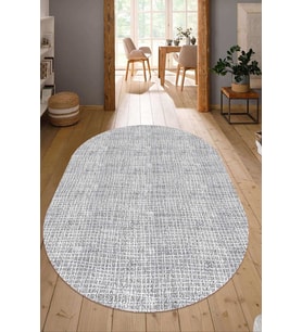Dijital Baskılı Kaymaz Taban Yıkanabilir Oval Salon Halısı Mutfak Halısı Yolluk NDO-HY-1234 (Gri)
