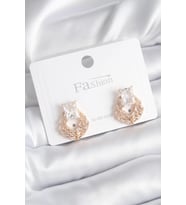 Pirinç Gold Renk Zirkon Taşlı Kadın Küpe - TJ-BKP8393