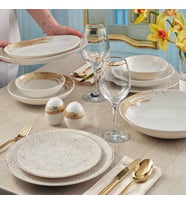 GÜRAL PORSELEN Camelia 54 Parça 12 Kişilik Yemek Takımı Gold 6420