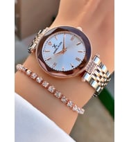 Daniel Klein Kadın Kol Saati – Rose Gold Silver Çelik Kordon – Taşlı Gümüş Kadran – Şık Hediye