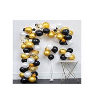 Siyah Beyaz Gold Konfetili Balon Zinciri Seti