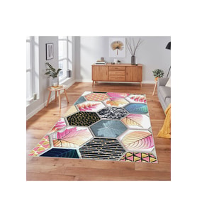 Rovigo Home Dijital Baskı Yıkanabilir Kaymaz Taban Salon Halısı RVG1908-SM243 (Pembe)