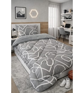 ETE HOMETEX TEK KİŞİLİK LÜX WELSOFT YORGAN SETİ MİX GRİ 8696474232070