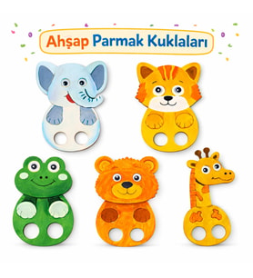 Hayvanlar Parmak Kuklalar Ahşap Boyama Etkinlik Seti Eğitici Çocuk Aktivite Fırça Akrilik Kreş Okul