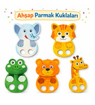 Hayvanlar Parmak Kuklalar Ahşap Boyama Etkinlik Seti Eğitici Çocuk Aktivite Fırça Akrilik Kreş Okul