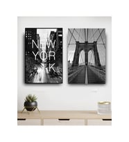 New York Brooklyn Köprüsü Kapı Süsü Konsept Dekor Tablo set2'lli(19x28 cm)