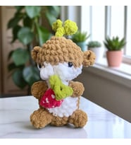 Sevimli Sincap Çilek Detaylı (15cm) (Kahverengi-Kahve)