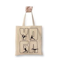 Yoga Logo Beyaz Bez Çanta Uzun Saplı Alışveriş Çantası Plaj Çantası