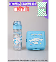 DEKOMUS İLE YENİ SEZON LİSANSLI CINNAMOROL 500 ML MATARA VE 2 KATLI BESLENME KABI / LUNCH BOX "ISLAK MENDİL HEDİYELİ" (Krem)
